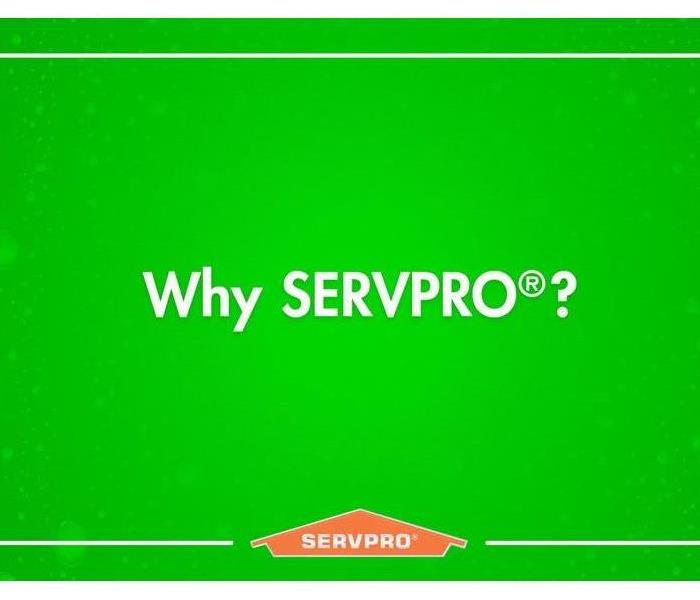 Green screen with Why Servpro written in the middle 