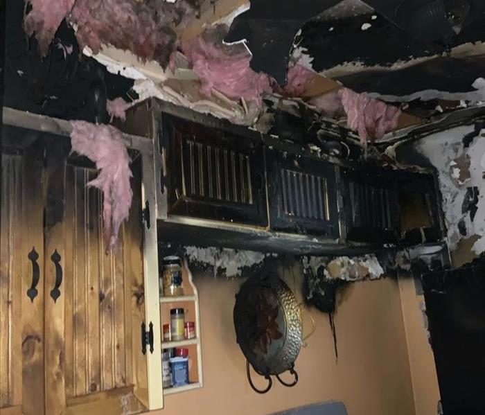 Fire damage in a kitchen 